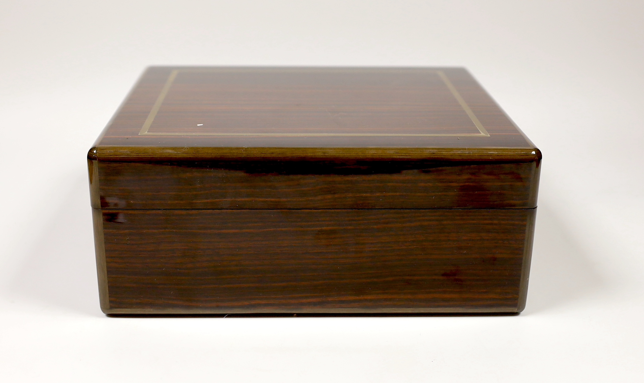A Dunhill Indian rosewood humidor and implements
